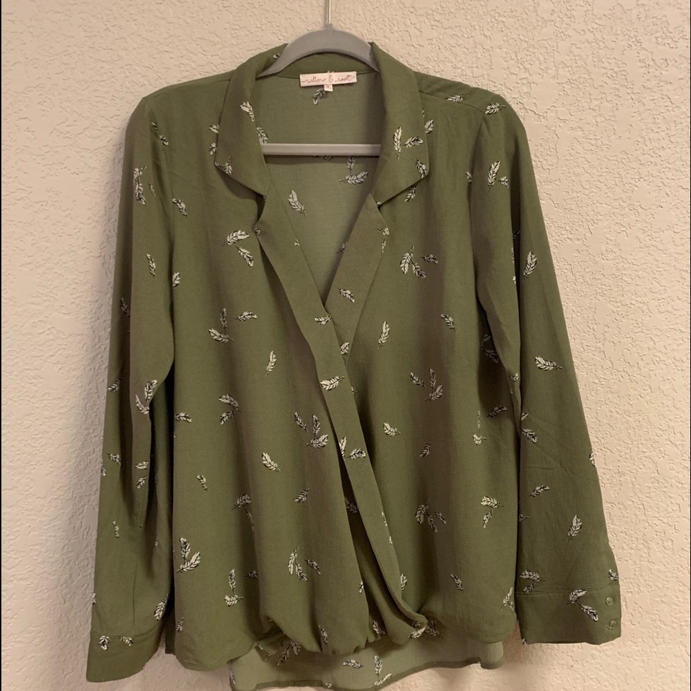 Feather Print Textured Blouse- Willow&Root